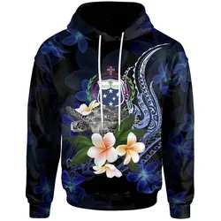 Samoa Polynesian Hoodie - Turtle With Plumeria Flowers