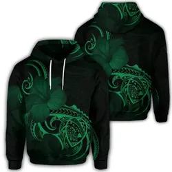 Alohawaii Hoodie - Hawaiian Map Turtle Hibiscus Divise Polynesian Hoodie Green - AH - JR