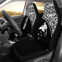 Papua New Guinea Polynesian Custom Personalised Car Seat Covers - Black Curve - BN11
