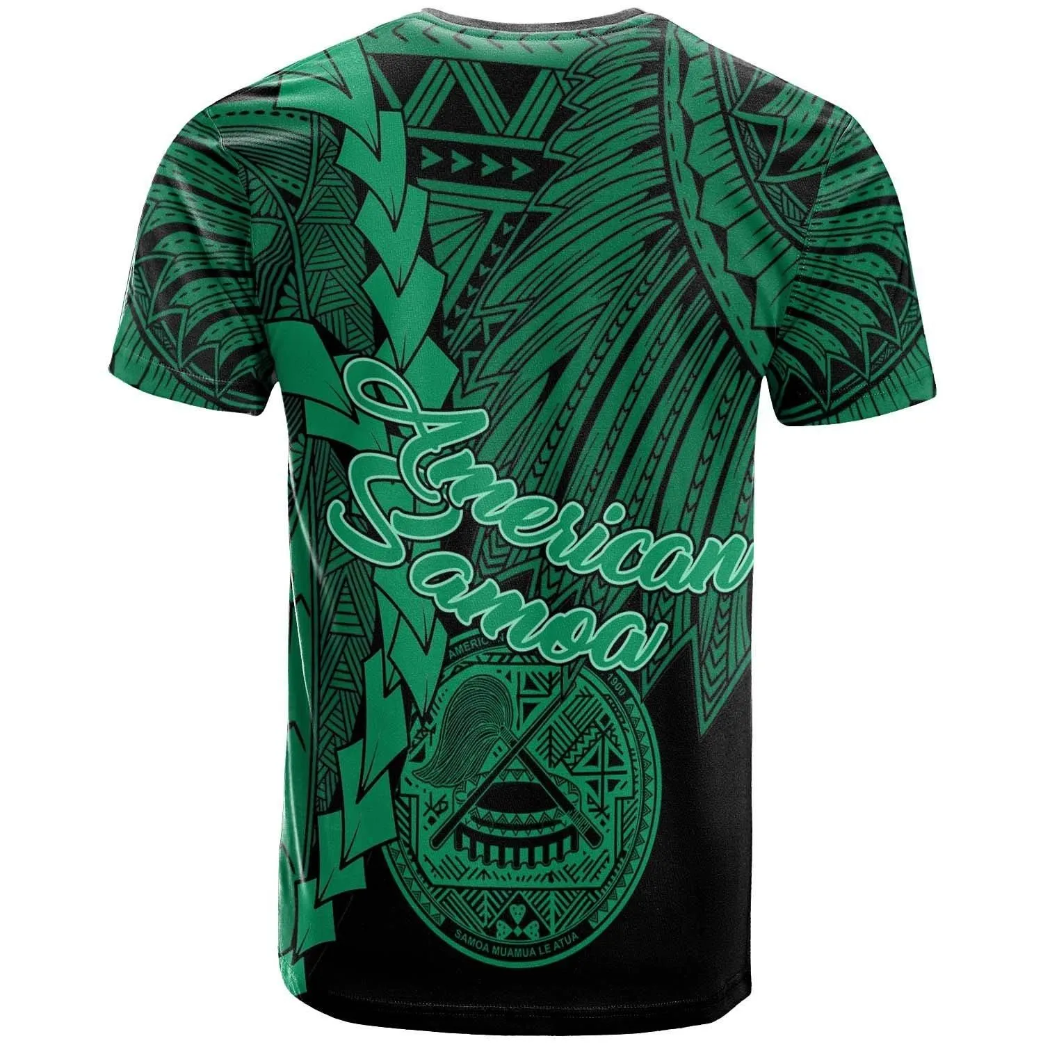 Alohawaii T-Shirt - Tee American Samoa Polynesian - Tribal Wave Tattoo Green - BN12