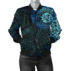 Polynesian Tattoo Style Women's Bomber Jacket Special A7