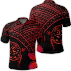 Hawaiian Turtle Plumeria Kakau Polynesian Quilt Polo Shirt Neo Red