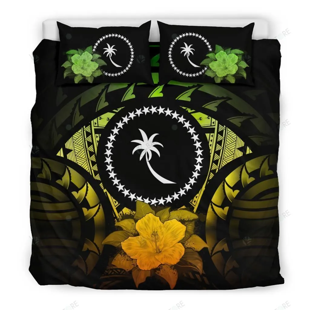 Chuuk Hibiscus Black Bedding Set Bedroom Decor