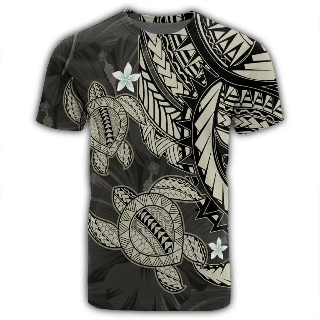 Alohawaii Tee - Hawaii Polynesian Turtle Hibiscus T-shirt Beige - AH - J4R