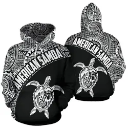 American Samoa Hoodie - American Samoa Turtle Mermaid Polynesian Tattoo White Version