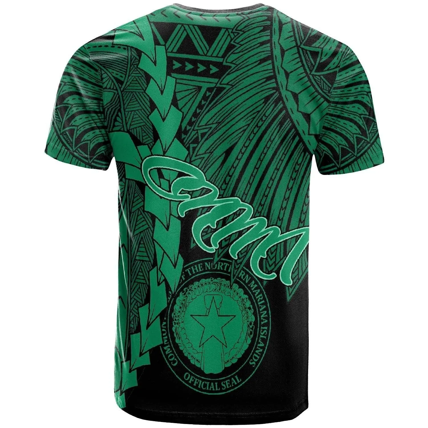 Northern Mariana Islands Polynesian Custom Personalised T shirt - Tribal Wave Tattoo Green