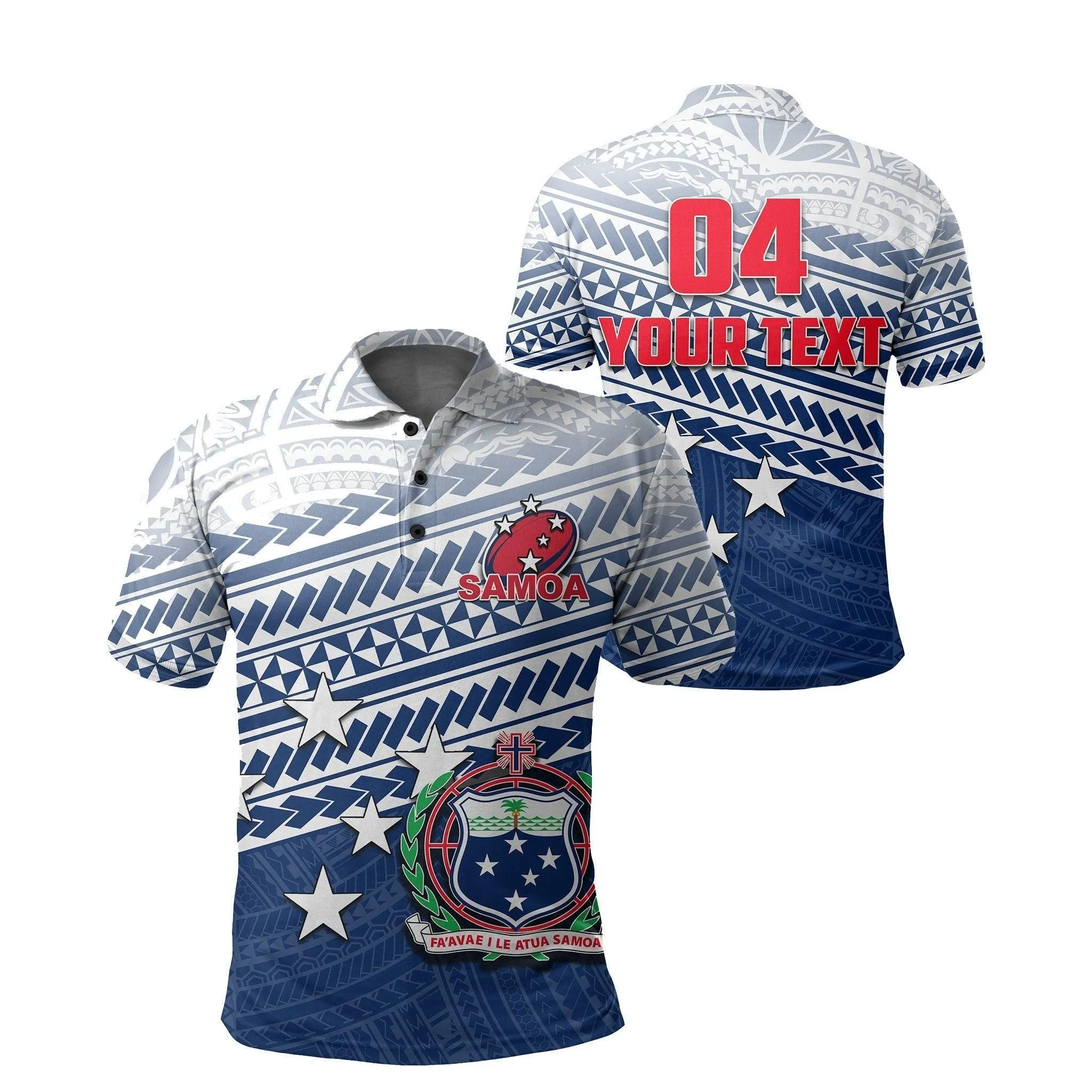 (Custom Personalised) Samoa Rugby Polo Shirt Polynesian Style