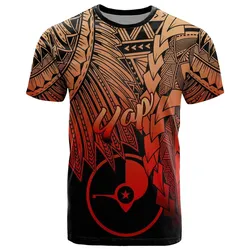 Yap Polynesian T shirt - Tribal Wave Tattoo Red Ver 2