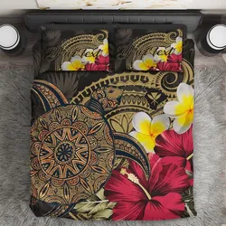 Hawaii Turtle Mandala Bedding Set Polynesian Hibiscus Bedding Set