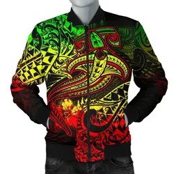 Polynesian Men's Bomber Jacket - Reggae Shark Polynesian Tattoo - BN18