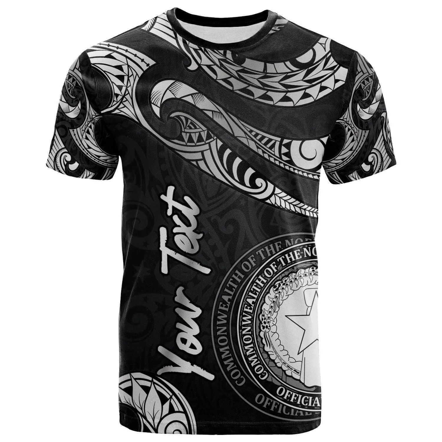 Northern Mariana Islands Polynesian Custom Personalised T shirt - Poly Tattoo White Version