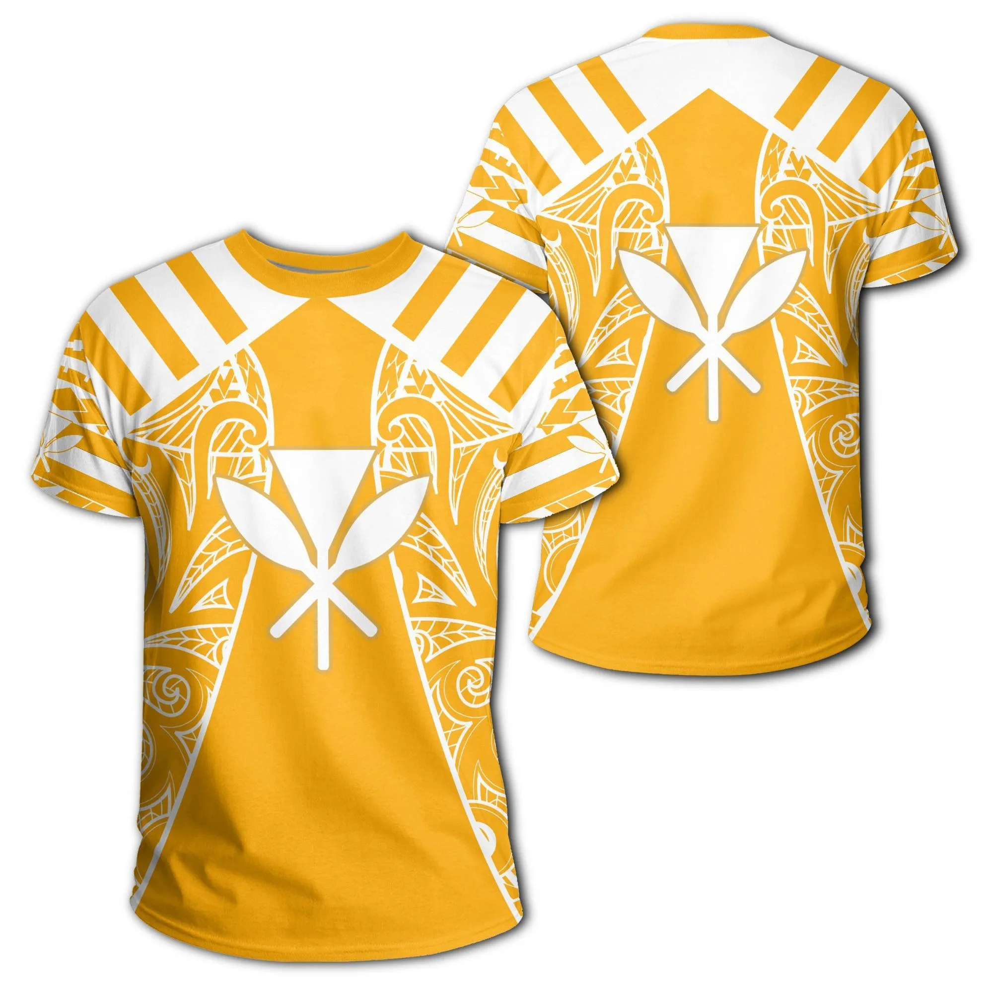 Hawaii Kanaka Football Polynesian T Shirt Yellow & White Victor Style Ah J3 Hawaiian Shorts Beach Short Sleeve
