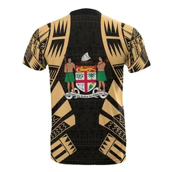 Fiji T-Shirt - Fiji Coat Of Arms Polynesian Tattoo Gold Style