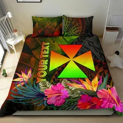 Wallis and Futuna Polynesian Personalised Bedding Set - Hibiscus and Banana Leaves - BN15