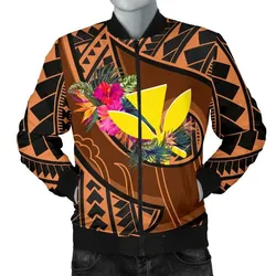 Hawaii Kanaka Maoli Mens Bomber Jacket - Polynesian Hook And Hibiscus