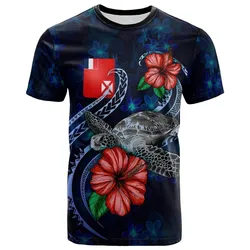 Wallis and Futuna Polynesian T shirt - Blue Turtle Hibiscus