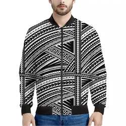 Maori Polynesian Tribal Tattoo Print Mens Bomber Jacket
