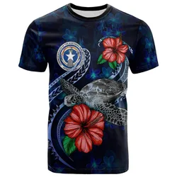 Northern Mariana Islands Polynesian T shirt - Blue Turtle Hibiscus