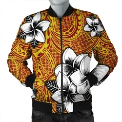 Alohawaii Jacket - Hawaiian Plumeria Tribe Yellow Red Polynesian Bomber Jacket AH - J0R