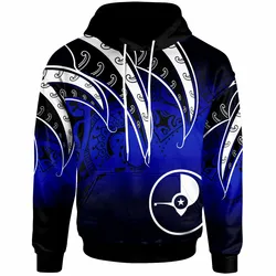 Yap Tropical Leaf Gradient Blue Unique 3D Printed Sublimation Hoodie Hooded Sweatshirt Comfy Soft And Warm For Men Women S to 5XL CTC16012004