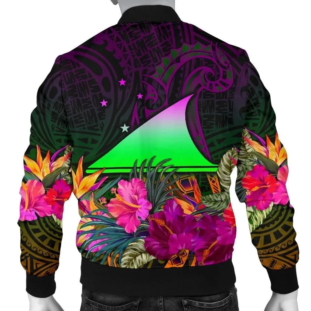 Tokelau Personalised Men's Bomber Jacket - Summer Hibiscus - BN15