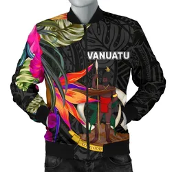 Vanuatu Mens Bomber Jacket - Hibiscus Polynesian Pattern
