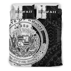 FamilyGater Home Set - Hawaiian Flag Coat Of Arm Polynesian Bedding Set - Mystic J4