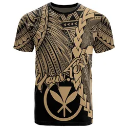 Hawaii Polynesian Custom Personalised T Shirt - Tribal Wave Tattoo Gold