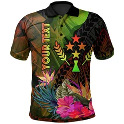 Kosrae Polynesian Personalised Polo Shirt -  Hibiscus and Banana Leaves