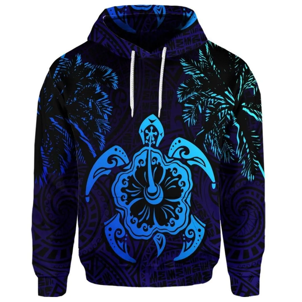 (Personalised) Hawaiian Turtle Hibiscus Coconut Tree Polynesian Hoodie AH