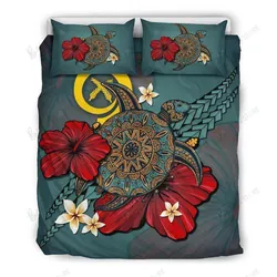 Vanuatu Red Hibiscus Sea Turtle Bedding Set Bedroom Decor