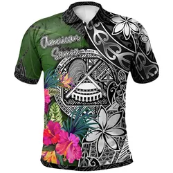 American Samoa Polo Shirt - Turtle Plumeria Banana Leaf - BN11
