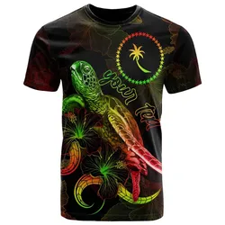 Chuuk Custom Personalized Polynesian T-Shirt - Turtle With Blooming Hibiscus Reggae