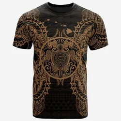 Hawaii T Shirt - Polynesian Gold Turtle Tattoo