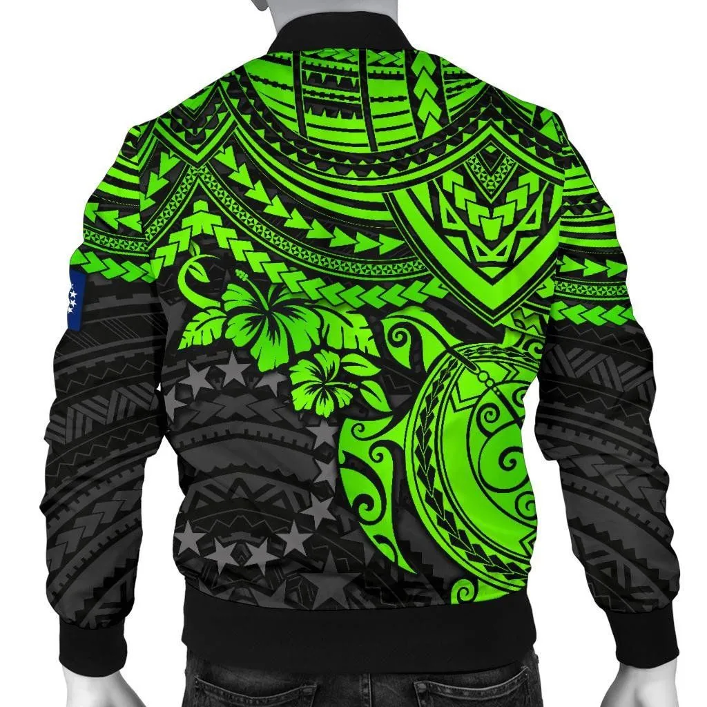 Cook Islands Polynesian Bomber Jacket (Men) - Green Turtle - BN15