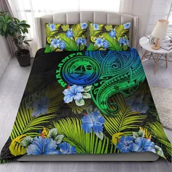 Vanuatu Malampa Province Bedding Set Hibiscus Tribal Polynesian Tattoo Ver Gradient LT9