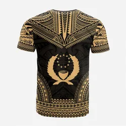Pohnpei Custom Personalised T shirt - Pohnpei Flag Polynesian Chief Tattoo Gold Version