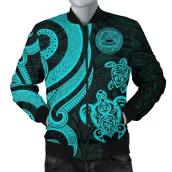 American Samoa Mens Bomber Jacket - Turquoise Tentacle Turtle