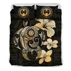 FamilyGater Bedding Set - Cover and Pillow Cases Northern Mariana Islands Hibiscus Plumeria Mix Polynesian Turtle J1