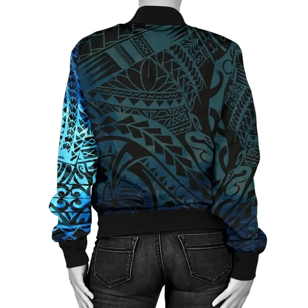 Polynesian Tattoo Style Women's Bomber Jacket Special A7