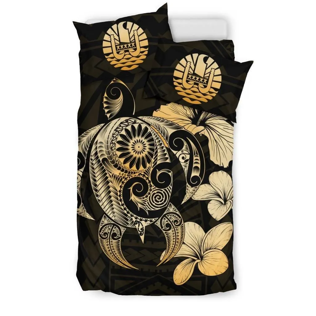 Alohawaii Bedding Set - Cover and Pillow Cases Tahiti Hibiscus Plumeria Mix Polynesian Turtle J1