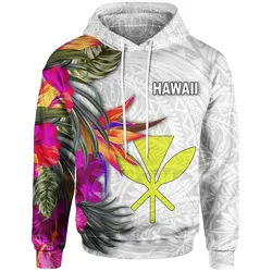 Hawaii Hoodie Hibiscus Polynesian White pattern