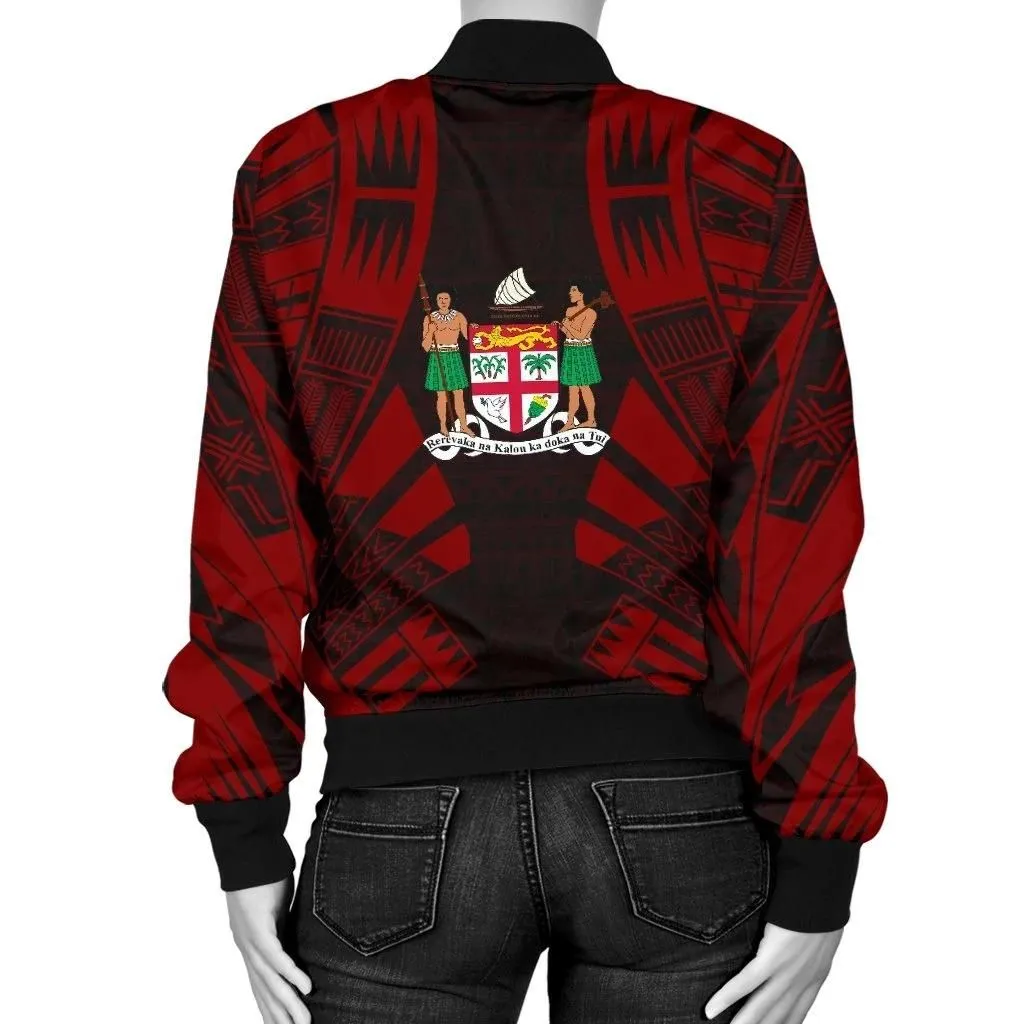 FamilyGaterJacket - Bomber Jacket Fiji Polynesian Tattoo Red - BN0110