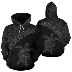 American Samoa Hoodie - American Samoa Turtle Mermaid Polynesian Tattoo Gray