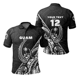 (Custom Personalised) Guam Rugby Polo Shirt Polynesian Patterns Style - Black LT16