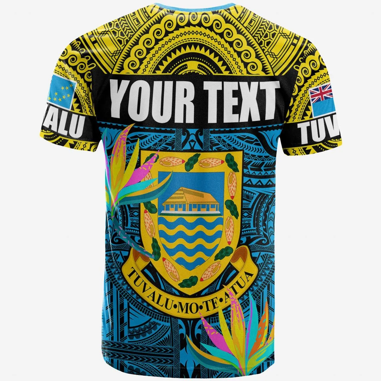 Tuvalu Motto Polynesian T-shirt - Custom Tuvalu Coat Of Arms With Tropical Themed Backgrounds T-shirt