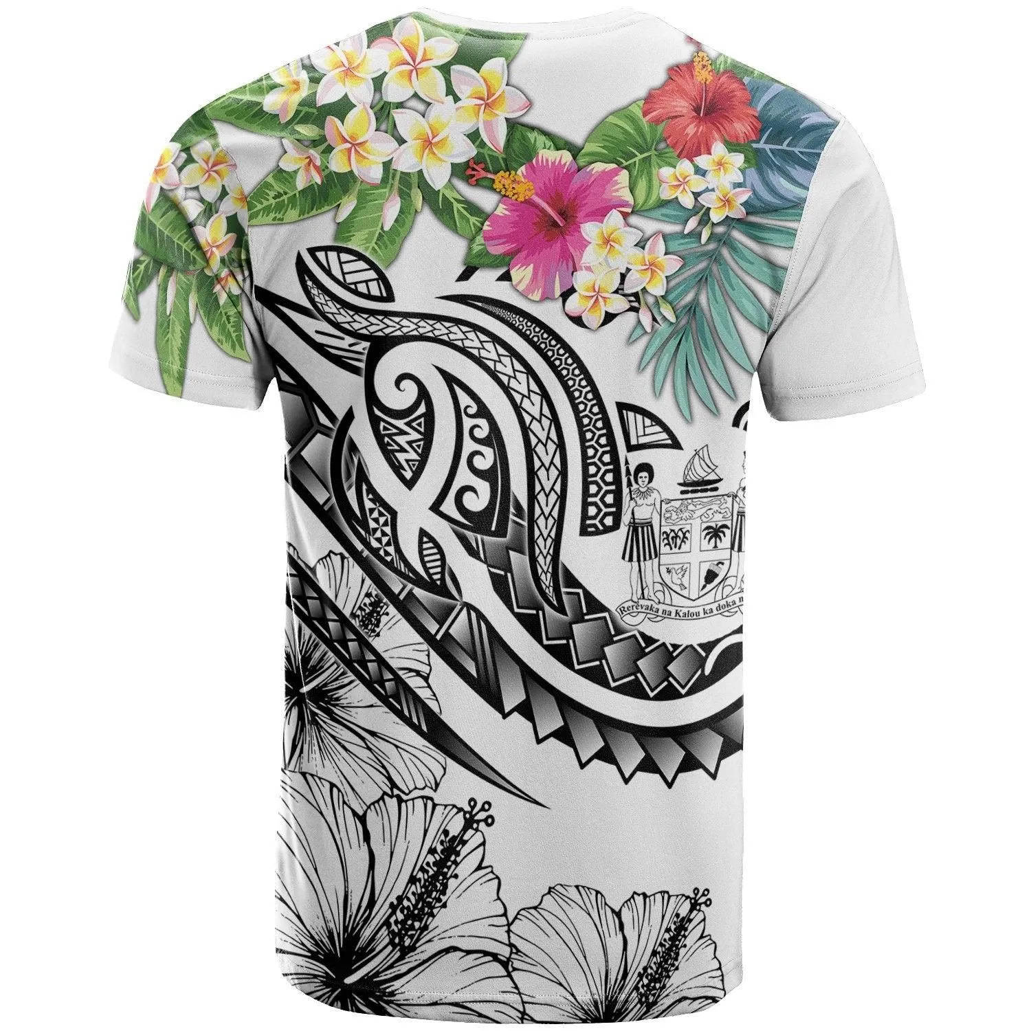 Fiji Polynesian T-Shirt - Summer Plumeria (White)