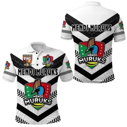Papua New Guinea PRK Mendi Muruks Polo Shirt Rugby Polynesian - White LT8