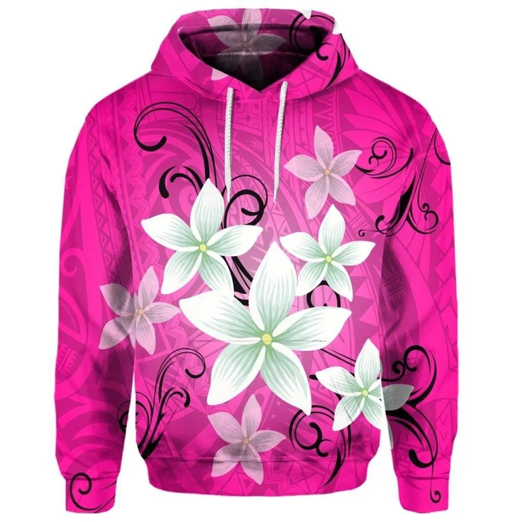 (Personalised) Hawaiian Plumeria Polynesian Hoodie - Pink
