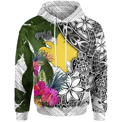 Alohawaii Clothing - Hoodie Papua New Guinea White - Turtle Plumeria Banana Leaf - BN11
